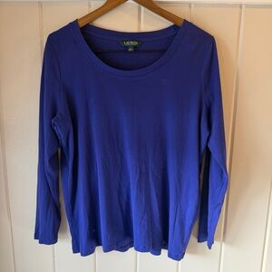 Lauren Ralph Lauren Cobalt Long Sleeve Tee, Size 1XL